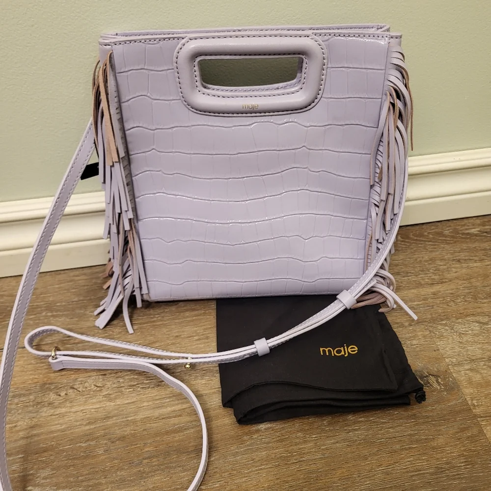 Maje M Embossed Leather Bag Violet (rare color to find) - Picture 1 of 14